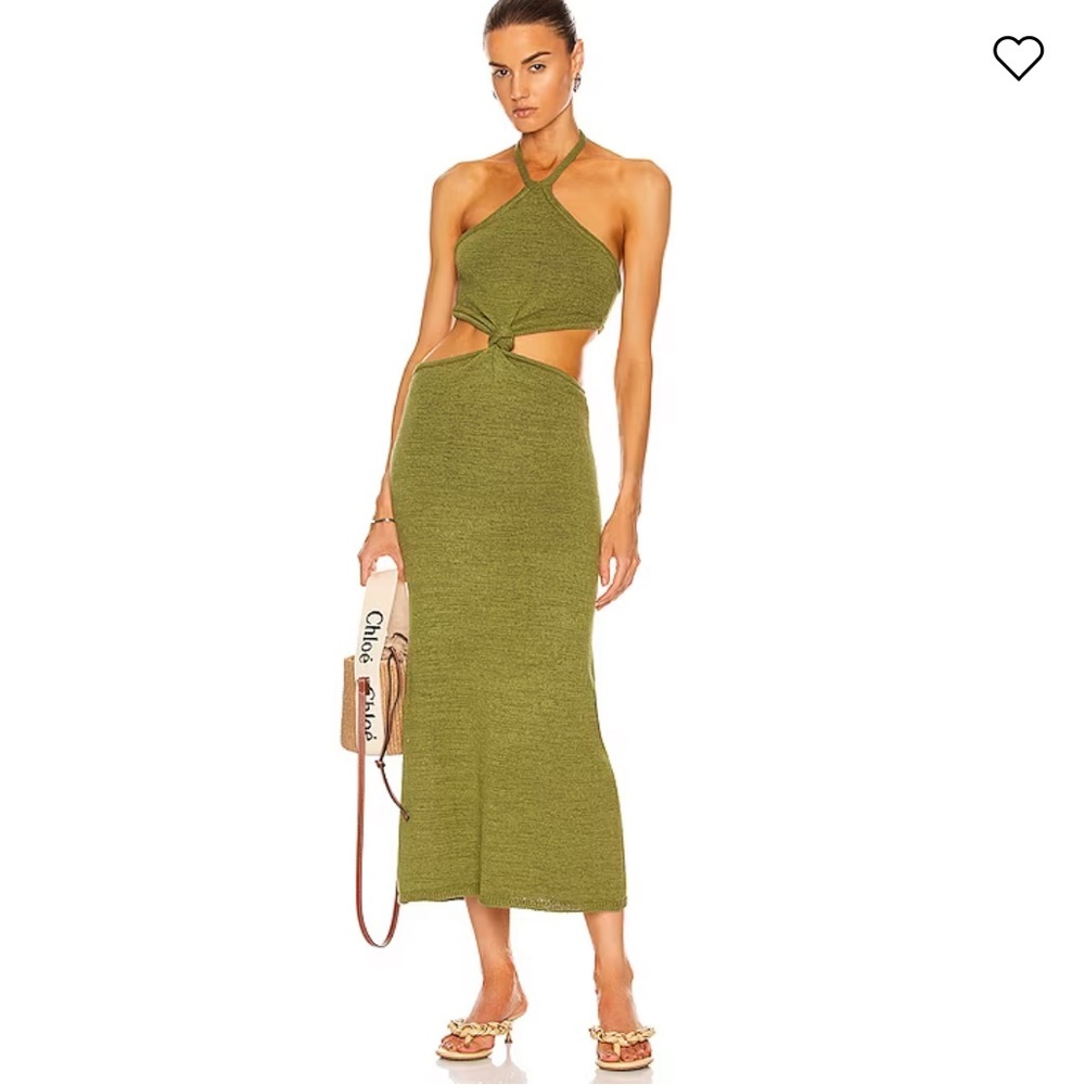 NEW • Cult Gaia • Women’s Cameron Midi Dress in Olive Green Large - Picture 2 of 5